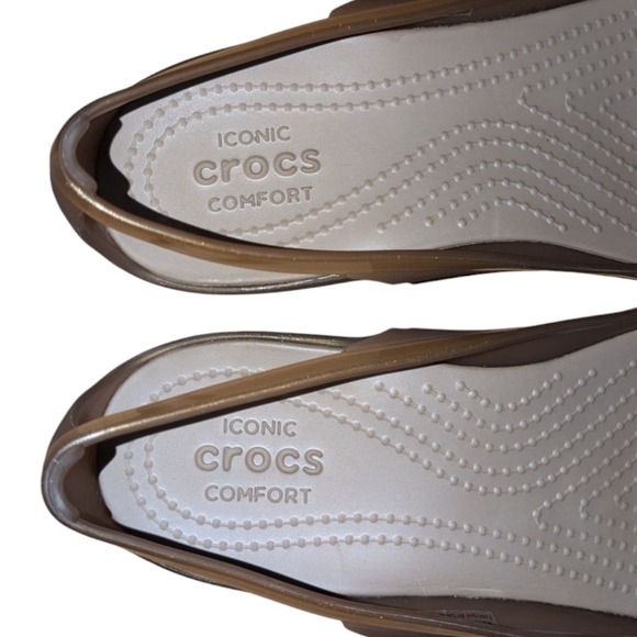 SOLD | CROCS | Rare Bronze Isabella Huarache Iconic Comfort Slip-On Sandals - Picture 5 of 8